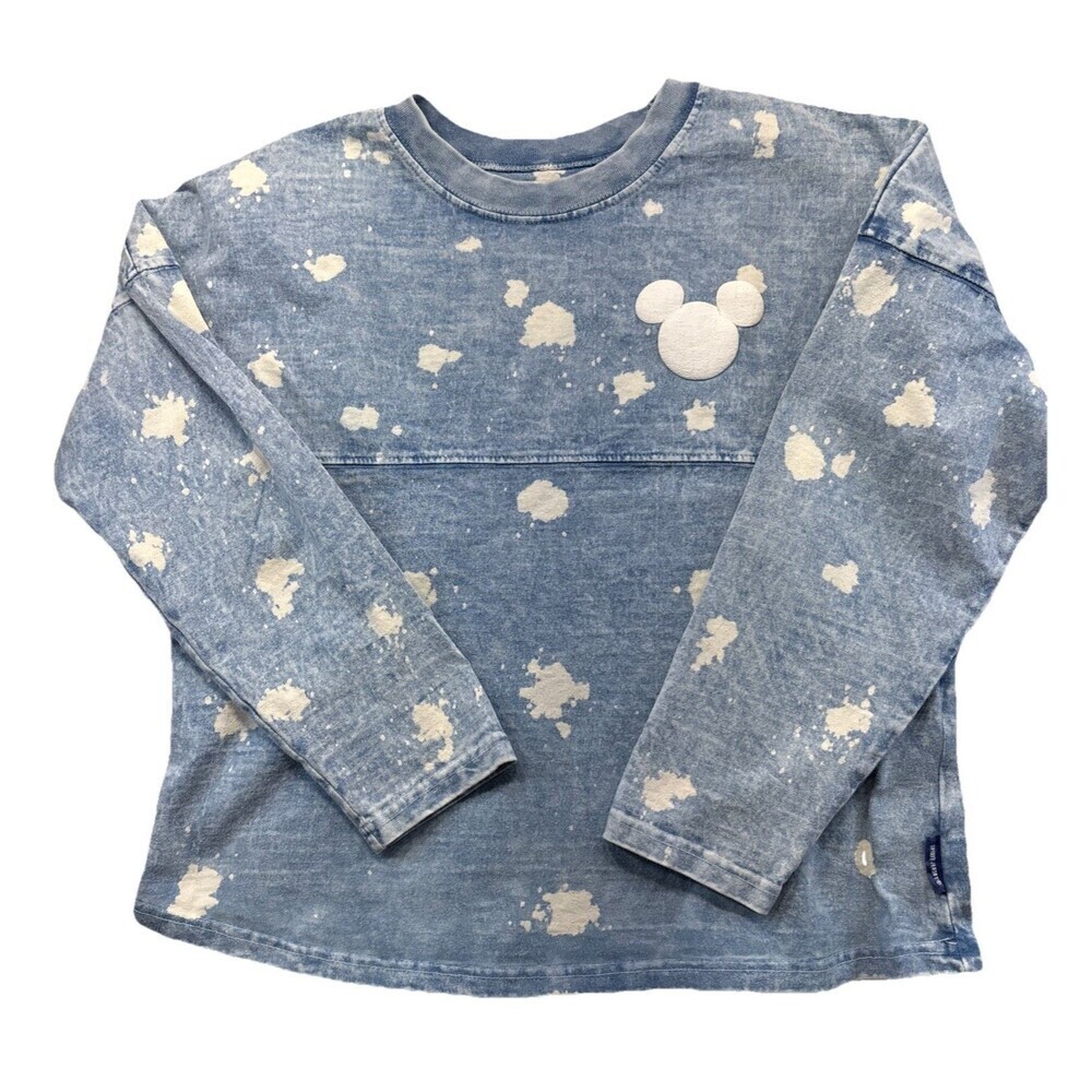 Disney World Spirit Jersey Youth XL Blue Acid Wash Bleach Splatter Unisex Kids